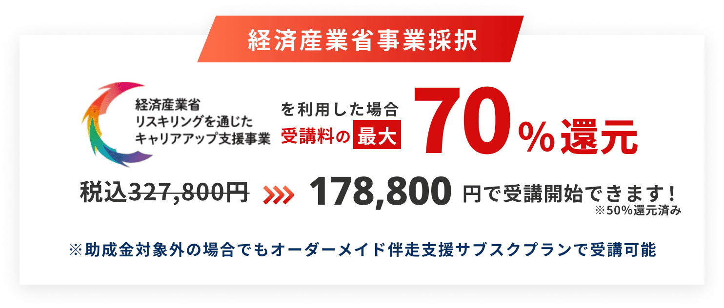 受講料の最大70%還元